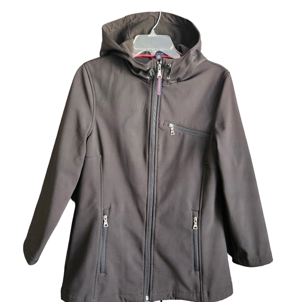 Tommy Hilfiger Women's Jacket Black Soft-Shell Full Zip Hoodie Sz Small